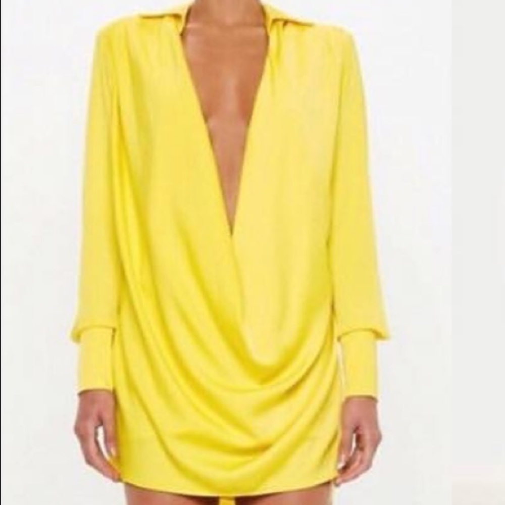 Yellow miss guided cowl neck dress